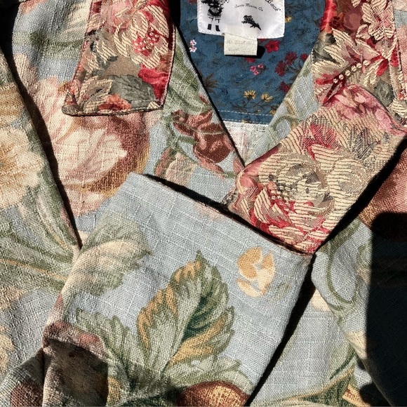 Vintage 80's My Boyfriends Back Floral Tapestry prairie Blazer jacket womens L - Picture 6 of 11